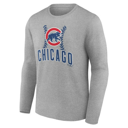 Chicago Cubs Personalized Name & Number Fastball Long Sleeve T-Shirt - Gray