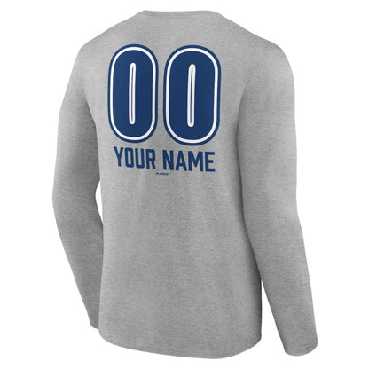 Los Angeles Dodgers Personalized Name & Number Fastball Long Sleeve T-Shirt - Gray