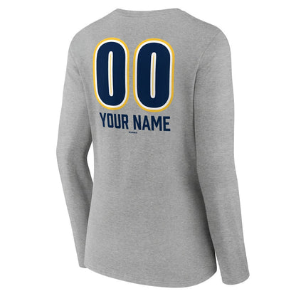 Milwaukee Brewers Women's Personalized Name & Number Fastball Long Sleeve V-Neck T-Shirt - Gray