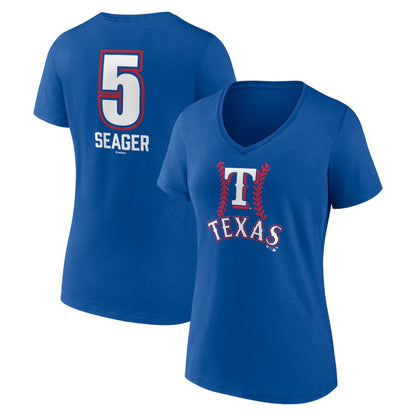 Corey Seager Texas Rangers Women's Fastball Player Name & Number V-Neck T-Shirt - Royal