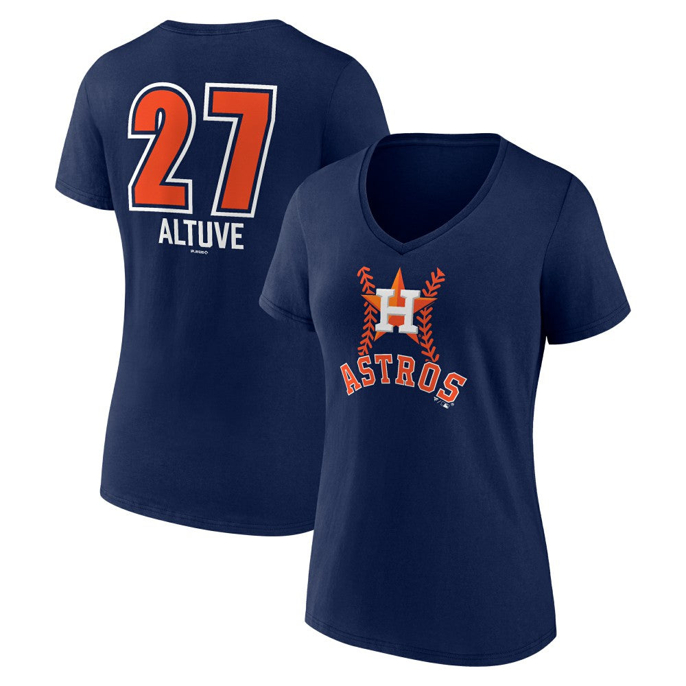Jose Altuve Houston Astros Women's Fastball Player Name & Number V-Neck T-Shirt - Navy