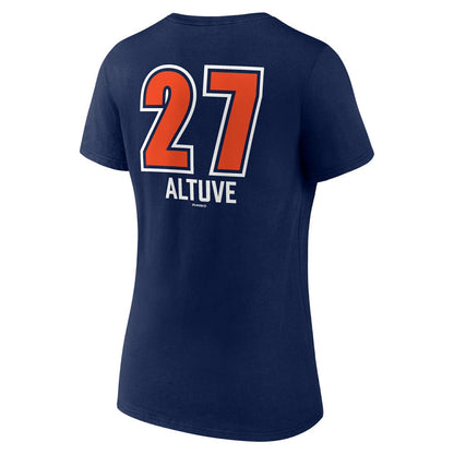 Jose Altuve Houston Astros Women's Fastball Player Name & Number V-Neck T-Shirt - Navy