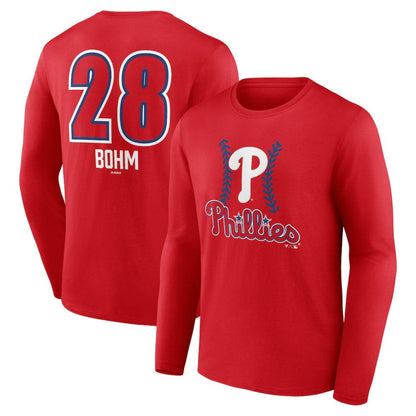 Alec Bohm Philadelphia Phillies Fastball Player Name & Number Long Sleeve T-Shirt - Red