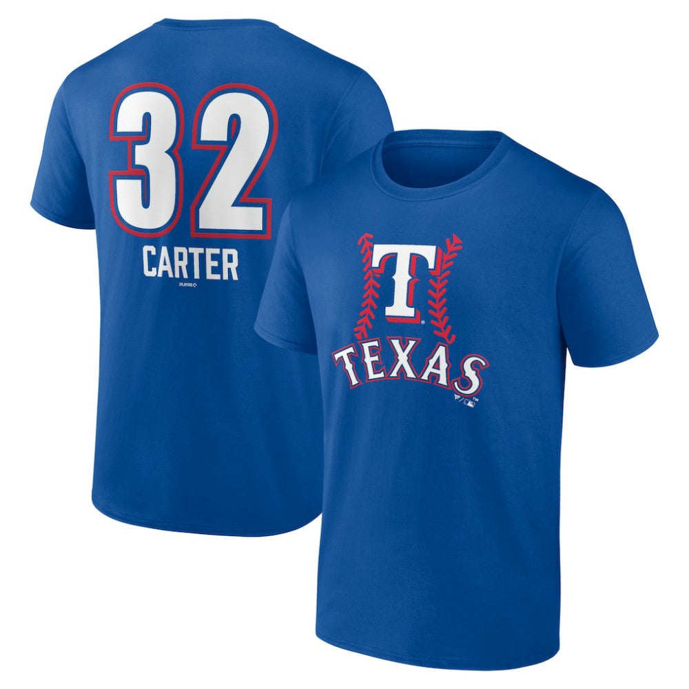 Evan Carter Texas Rangers Fastball Player Name & Number T-Shirt - Royal