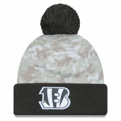 Cincinnati Bengals New Era Youth 2024 Salute To Service Cuffed Pom Knit Hat - White/Graphite cheap