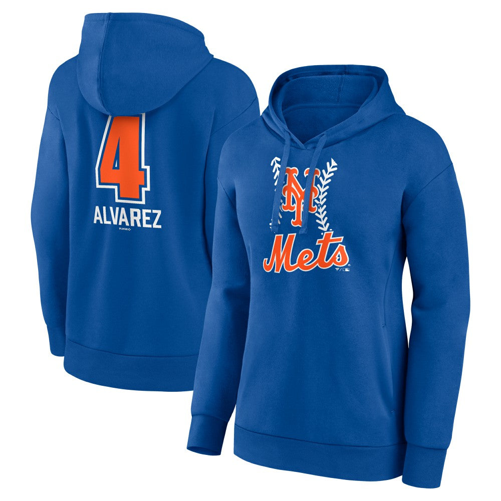 Francisco Alvarez New York Mets Women's Fastball Player Name & Number Pullover Hoodie - Royal