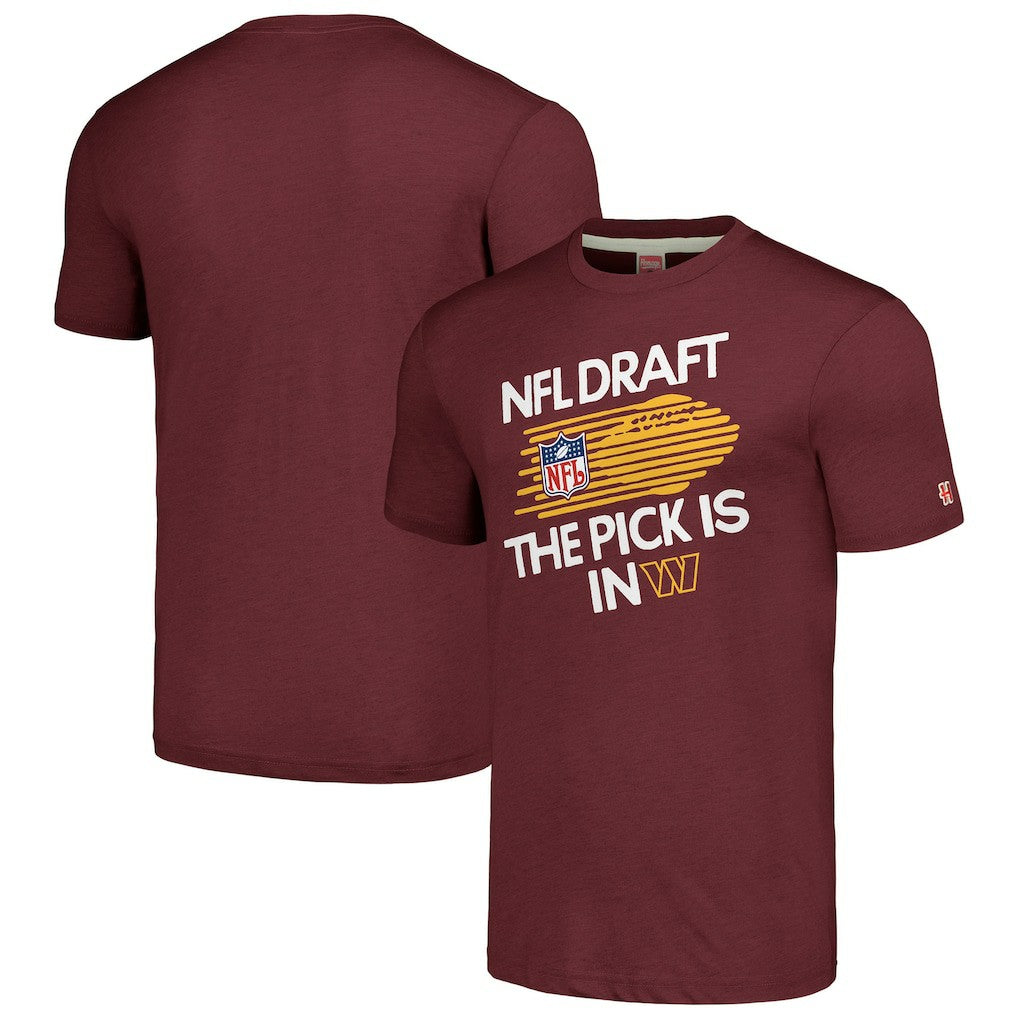 Washington Commanders Homage Unisex 2024 Team Draft Tri-Blend T-Shirt - Heather Burgundy sale