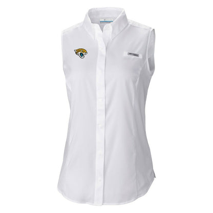 Jacksonville Jaguars Women's PFG Tamiami Omni-Shade Sleeveless Button-Up Shirt - White cheap