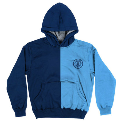 Manchester City Vive La Fete Youth Color Block Fleece Pullover Hoodie - Navy/Sky Blue outlet