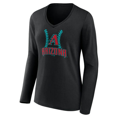 Corbin Carroll Arizona Diamondbacks Women's Name & Number Fastball V-Neck Long Sleeve T-Shirt - Black