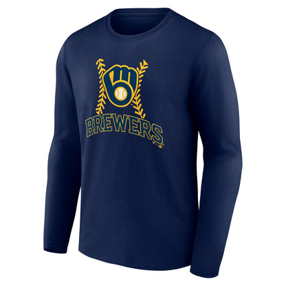 Christian Yelich Milwaukee Brewers Name & Number Fastball Long Sleeve T-Shirt - Navy