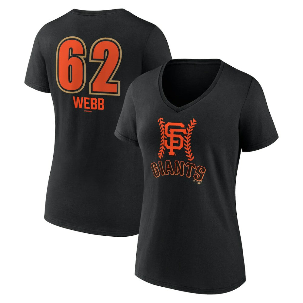 Logan Webb San Francisco Giants Women's Name & Number Fastball V-Neck T-Shirt - Black