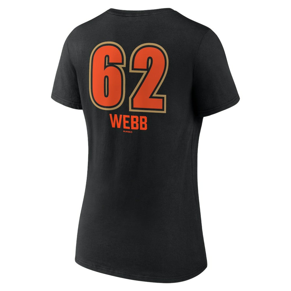 Logan Webb San Francisco Giants Women's Name & Number Fastball V-Neck T-Shirt - Black