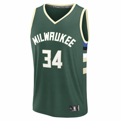 Giannis Antetokounmpo Milwaukee Bucks Youth Fast Break Replica Player Jersey - Icon Edition - Hunter Green | Fanatics shop