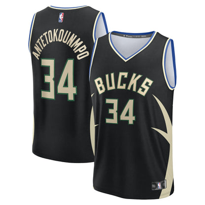 Giannis Antetokounmpo Milwaukee Bucks Youth Fast Break Replica Player Jersey - Statement Edition - Black | Fanatics for sale