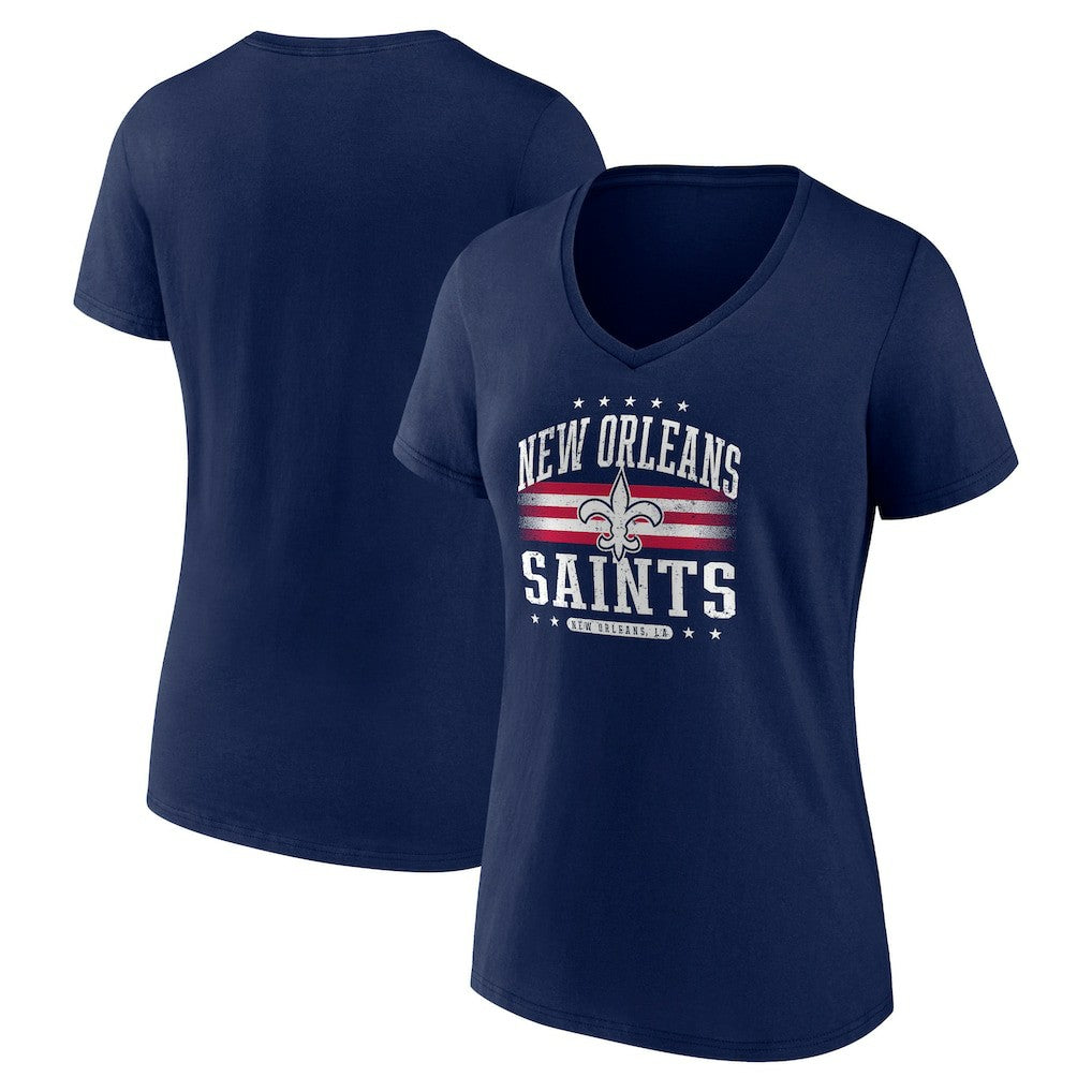 New Orleans Saints Women's Americana Team V-Neck T-Shirt - Navy outlet