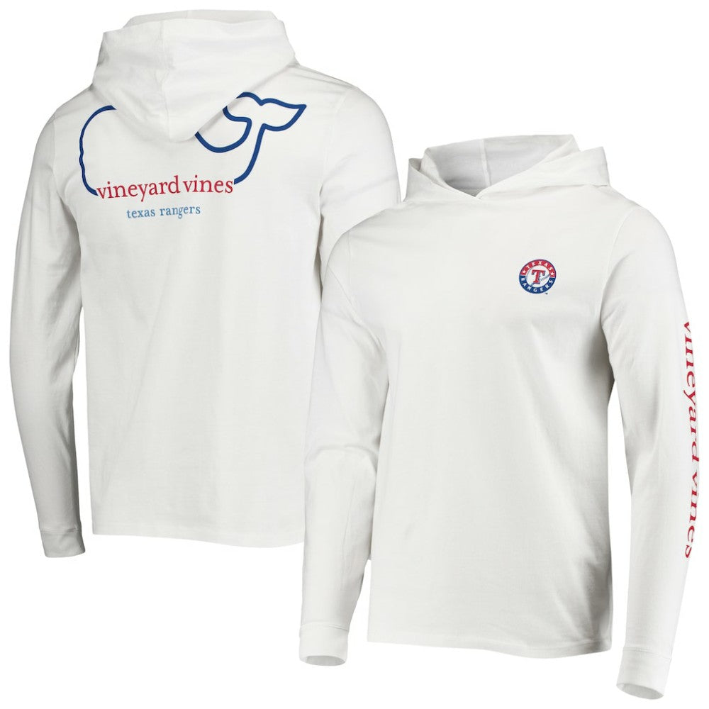 Texas Rangers Vineyard Vines Long Sleeve Hoodie T-Shirt - White