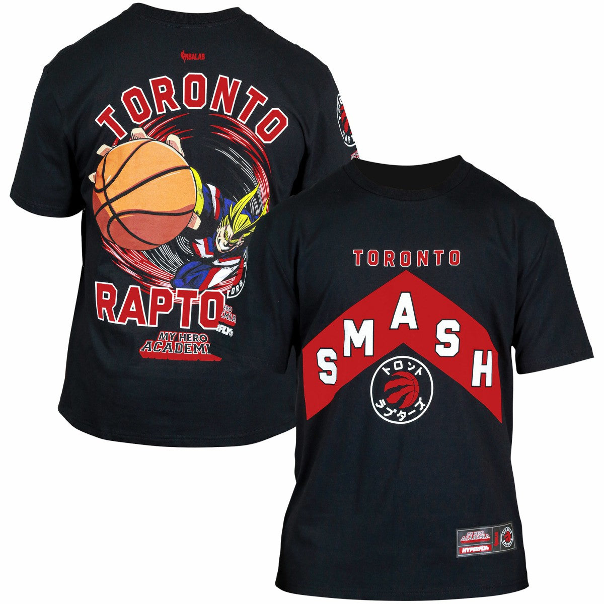 Toronto Raptors Hyperfly Unisex NBA x My Hero Academia All Might Smash T-Shirt - Black sale