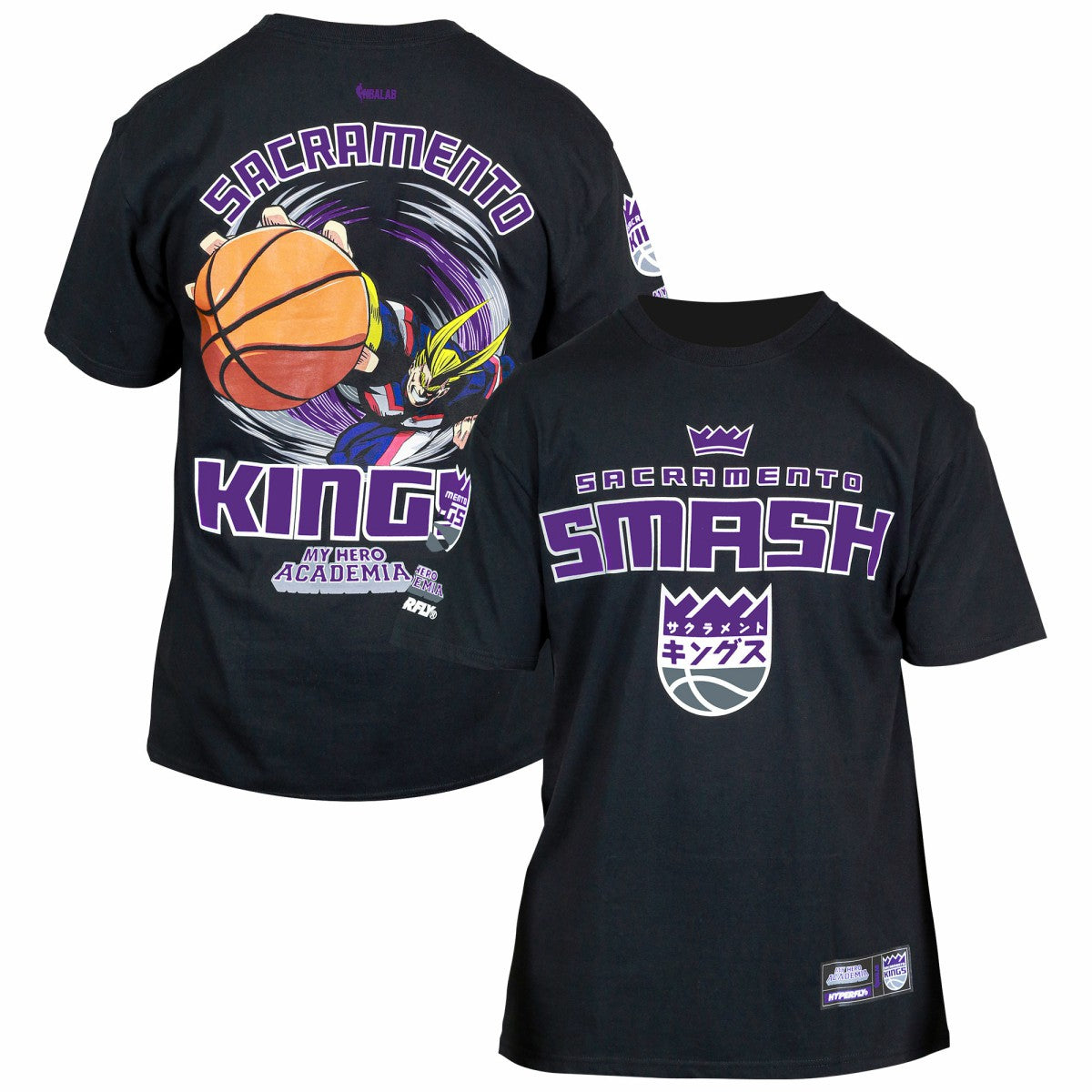 Sacramento Kings Hyperfly Unisex NBA x My Hero Academia All Might Smash T-Shirt - Black cheap