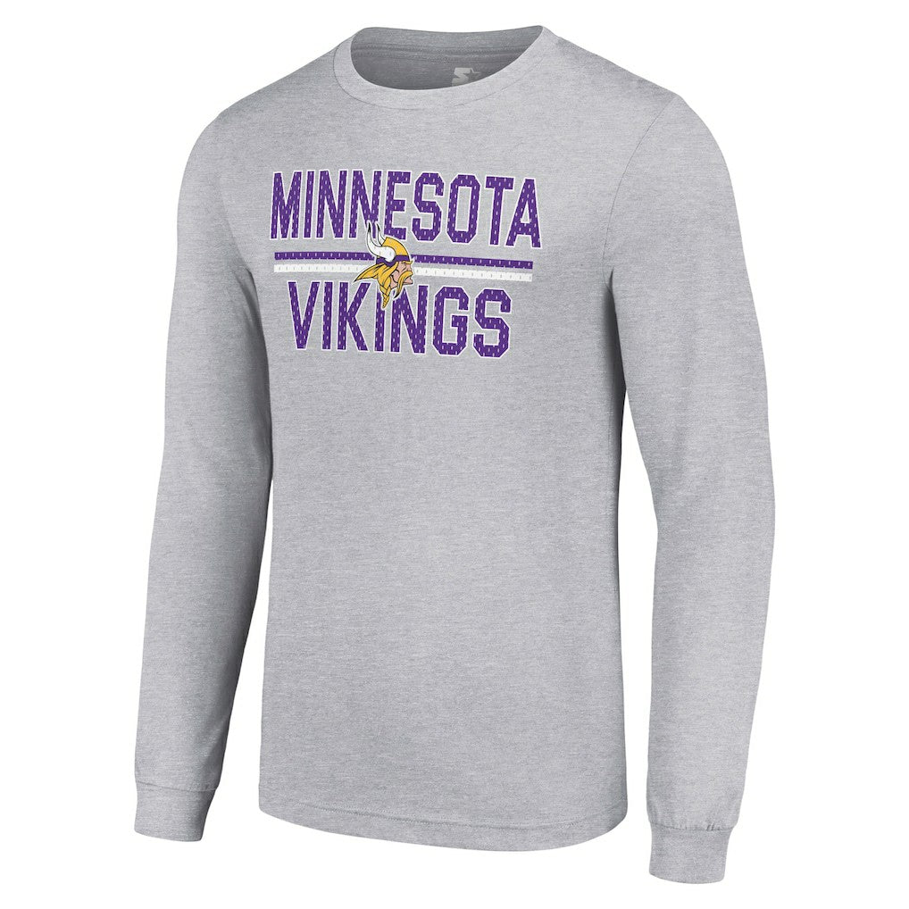 Minnesota Vikings Starter Team Mesh Print Graphic Long Sleeve T-Shirt - Heather Gray outlet