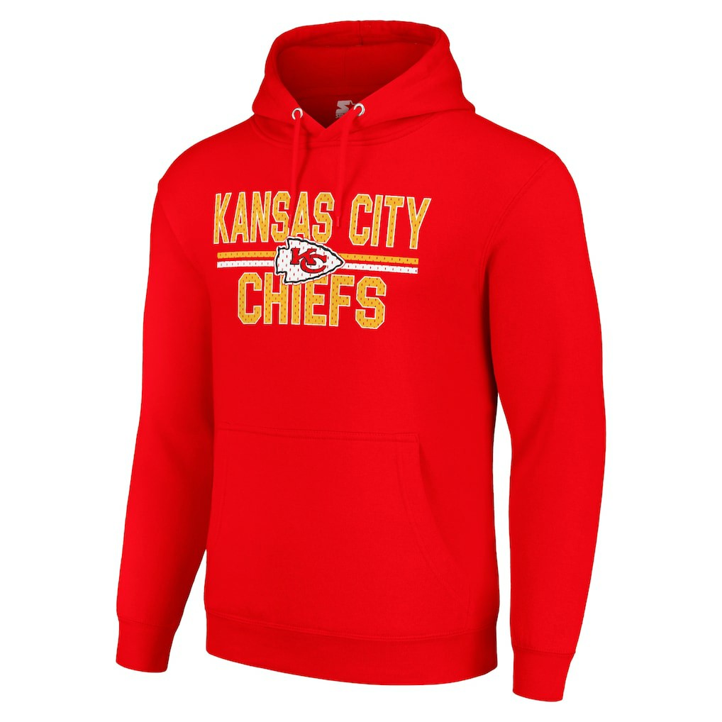 Kansas City Chiefs Starter Unisex Team Mesh Print Graphic Tri-Blend Pullover Hoodie - Red sale