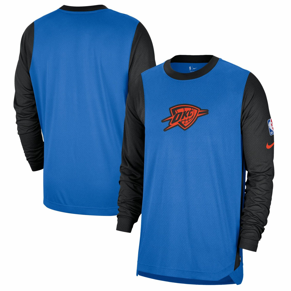 Oklahoma City Thunder 2024/25 City Edition Authentic Pregame Performance Long Sleeve Shooting T-Shirt - Blue/Black | Nike cheap