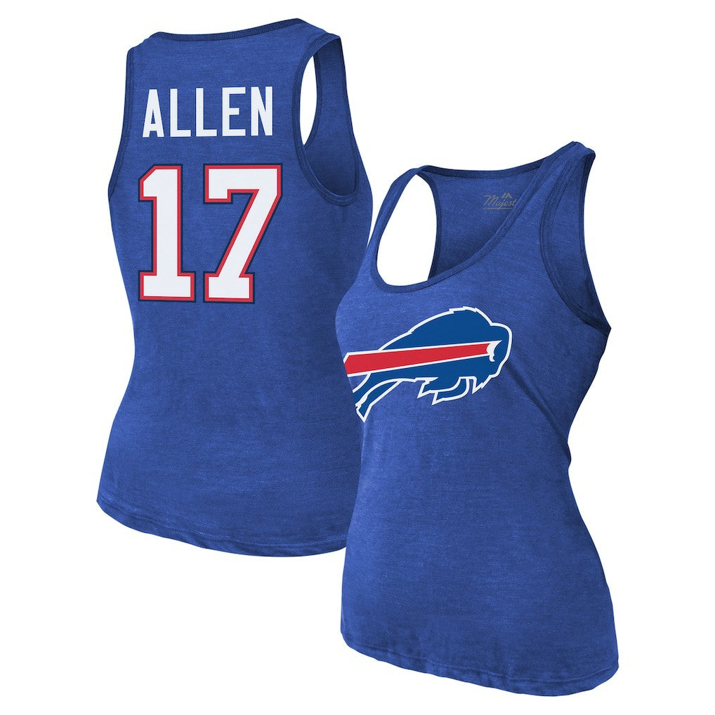 Josh Allen Buffalo Bills Majestic Threads Women's Name & Number Tri-Blend Tank Top - Royal sale