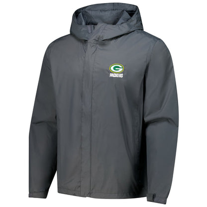 Green Bay Packers Dunbrooke Tropic Waterproof Packable Full-Zip Hoodie Jacket  - Graphite on sale