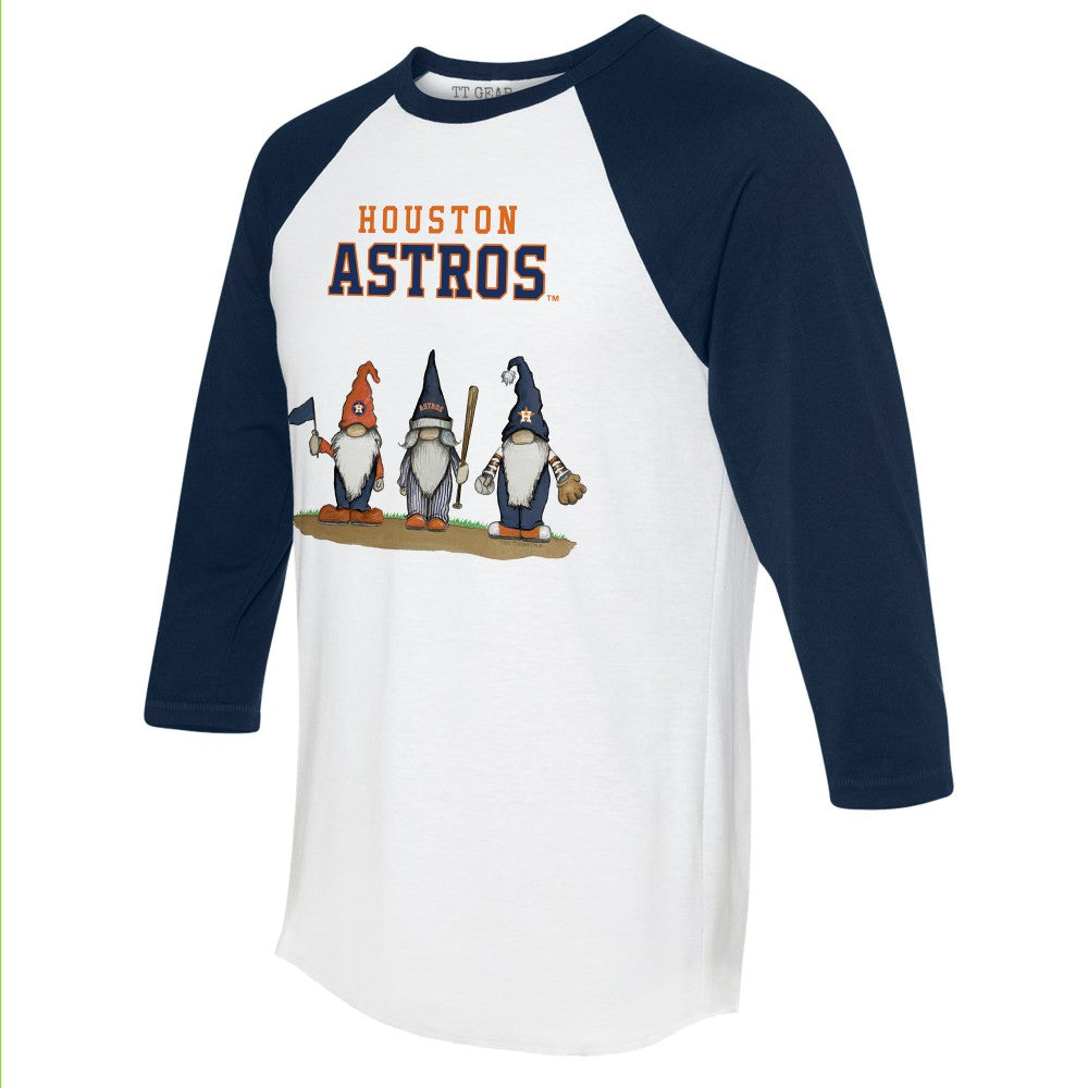 Houston Astros Tiny Turnip Unisex Gnomes 3/4-Sleeve Raglan T-Shirt - White/Navy