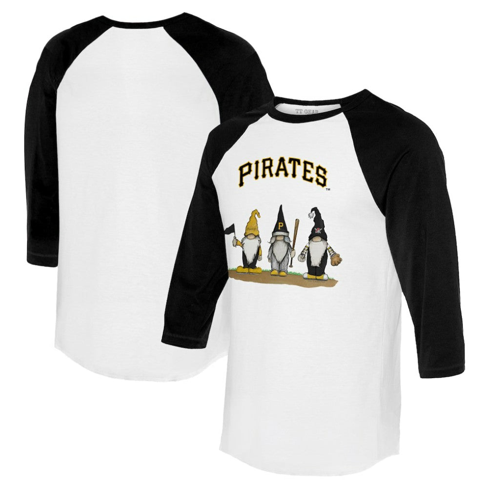 Pittsburgh Pirates Tiny Turnip Unisex Gnomes 3/4-Sleeve Raglan T-Shirt - White/Black