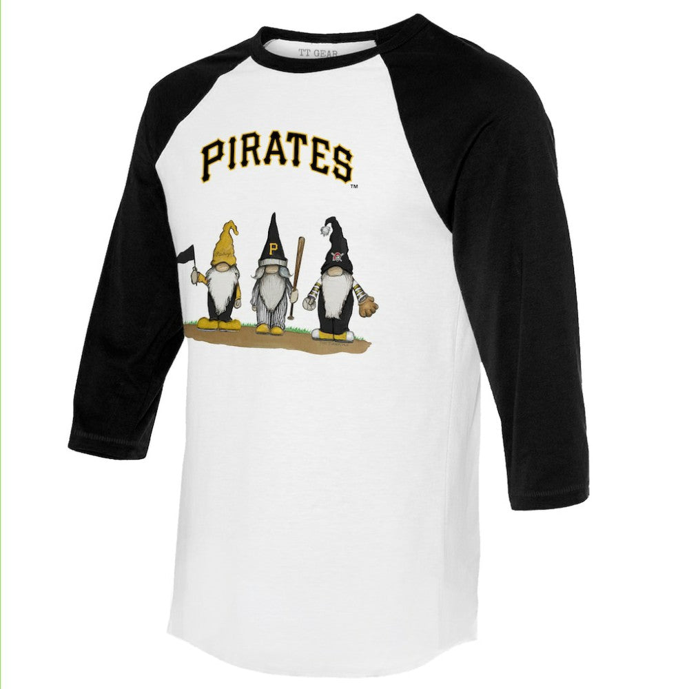 Pittsburgh Pirates Tiny Turnip Unisex Gnomes 3/4-Sleeve Raglan T-Shirt - White/Black