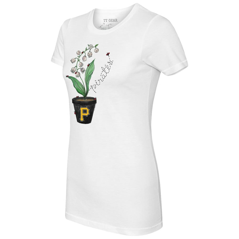 Pittsburgh Pirates Tiny Turnip Women's Lilies and Ladybugs T-Shirt - White