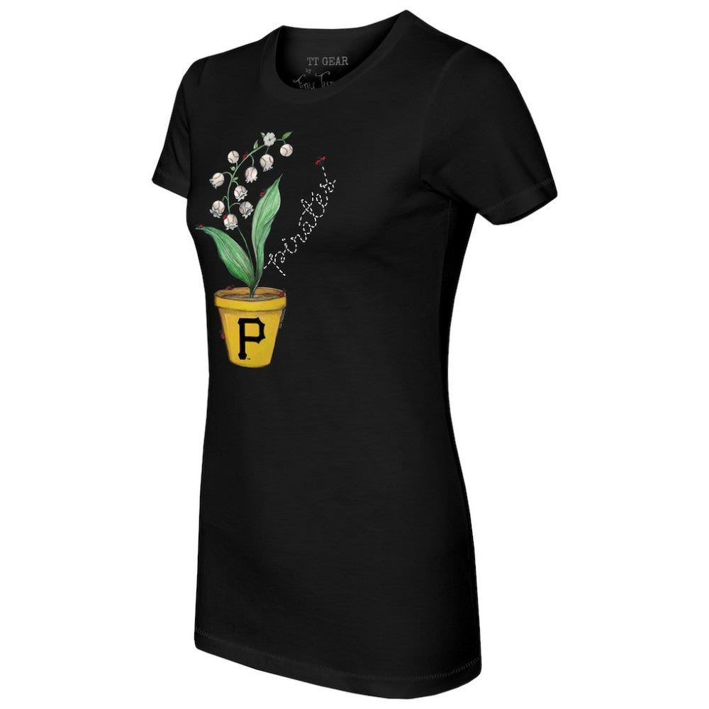 Pittsburgh Pirates Tiny Turnip Women's Lilies and Ladybugs T-Shirt - Black