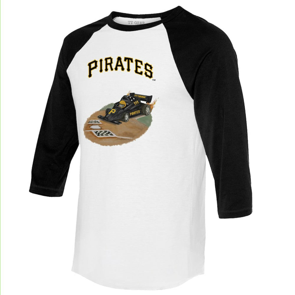 Pittsburgh Pirates Tiny Turnip Unisex Racecar 3/4-Sleeve Raglan T-Shirt - White/Black