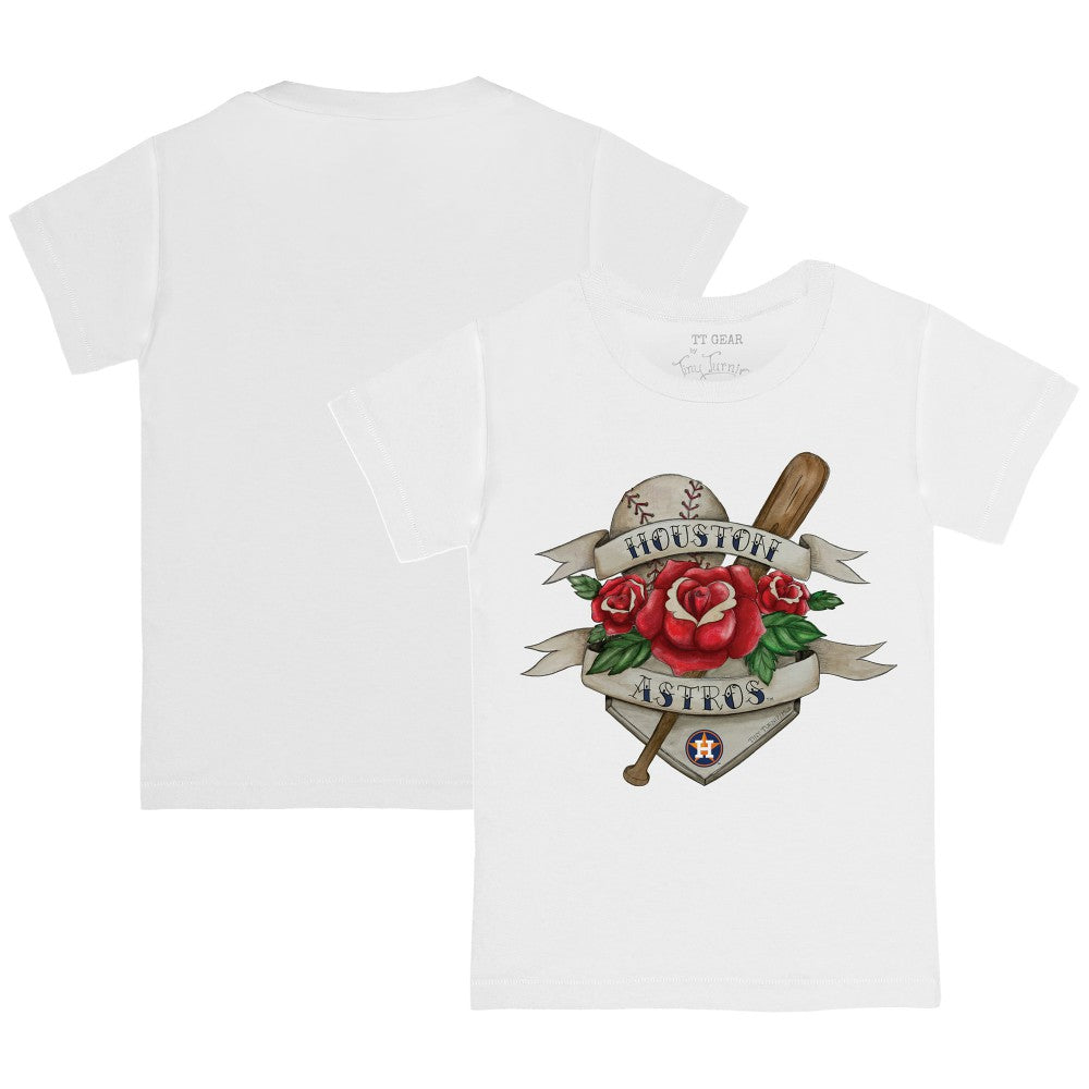 Houston Astros Tiny Turnip Youth American Traditional Rose T-Shirt - White