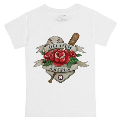 Houston Astros Tiny Turnip Youth American Traditional Rose T-Shirt - White