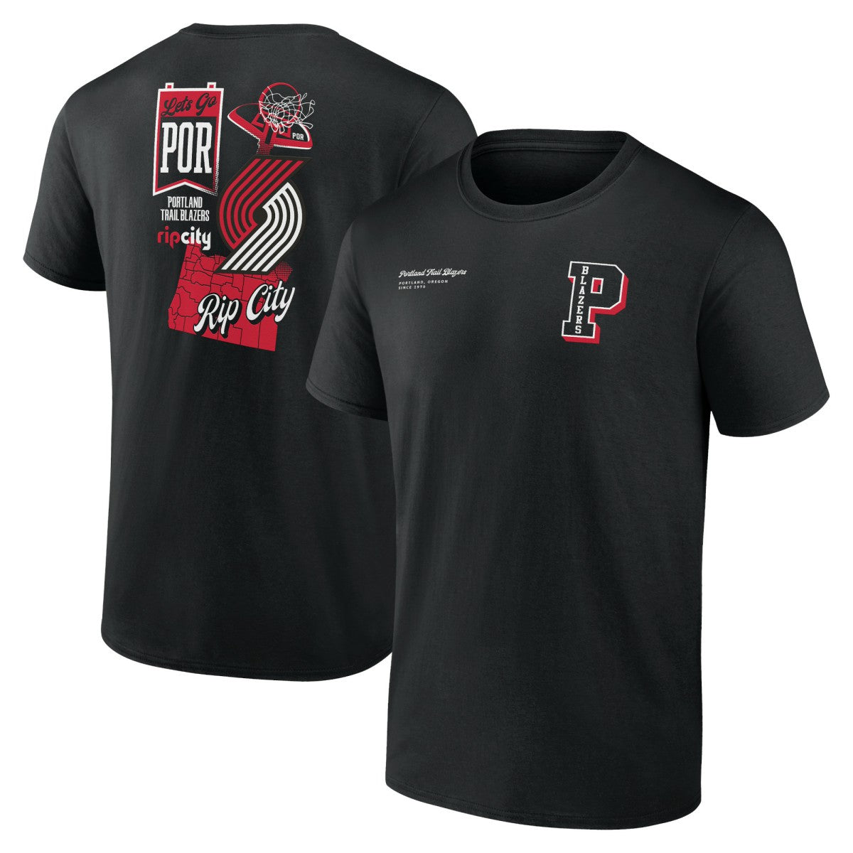 Portland Trail Blazers Split Zone T-Shirt - Black outlet