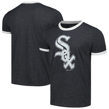 Chicago White Sox Majestic Threads Ringer Tri-Blend T-Shirt - Black