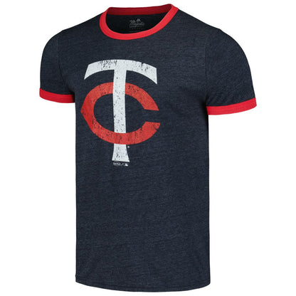 Minnesota Twins Majestic Threads Ringer Tri-Blend T-Shirt - Navy