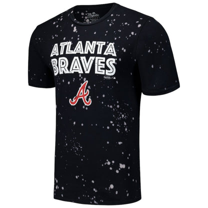 Atlanta Braves Majestic Threads Splatter T-Shirt - Black/White