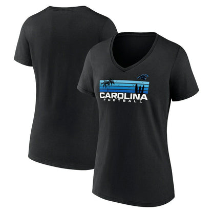 Carolina Panthers Women's Defensive Stand V-Neck T-Shirt - Black on sale