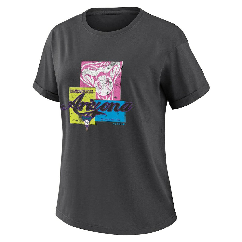 Arizona Diamondbacks WEAR by Erin Andrews Women's Domestic Box Color Boyfriend T-Shirt - Charcoal