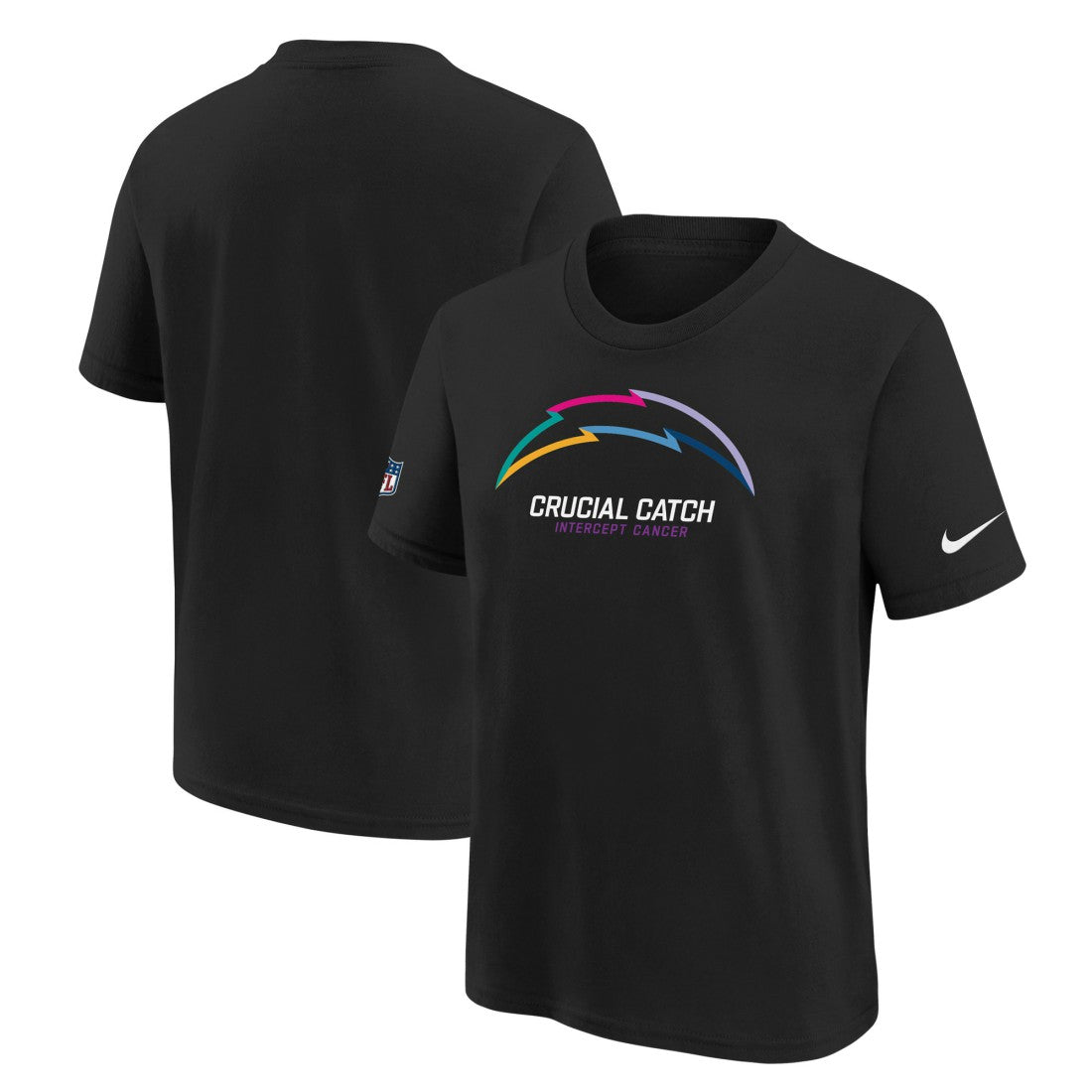 Los Angeles Chargers Youth 2024 NFL Crucial Catch T-Shirt - Black | Nike for sale