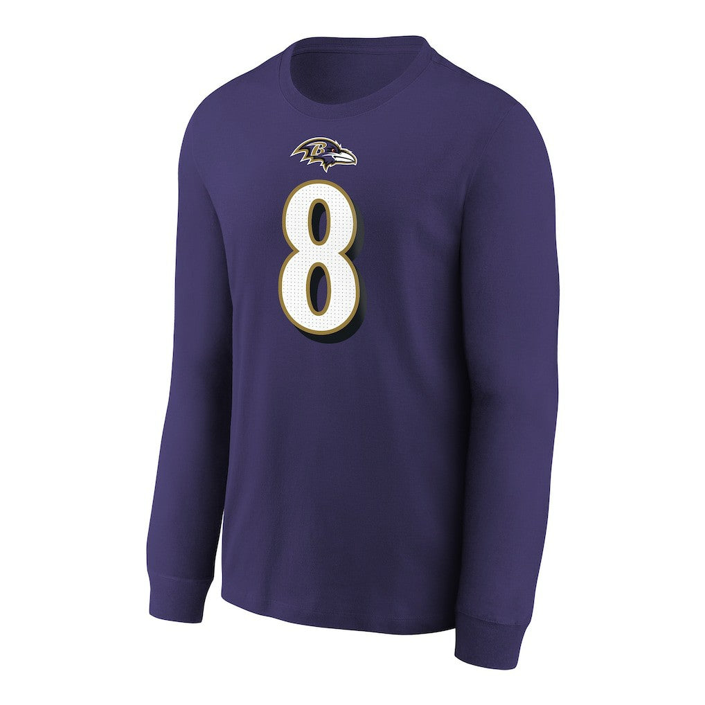 Lamar Jackson Baltimore Ravens Youth Player Name & Number Long Sleeve T-Shirt - Purple | Nike sale