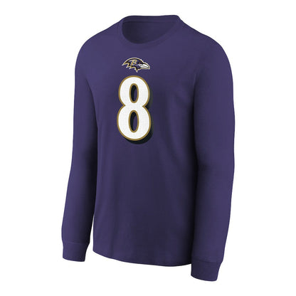 Lamar Jackson Baltimore Ravens Youth Player Name & Number Long Sleeve T-Shirt - Purple | Nike sale