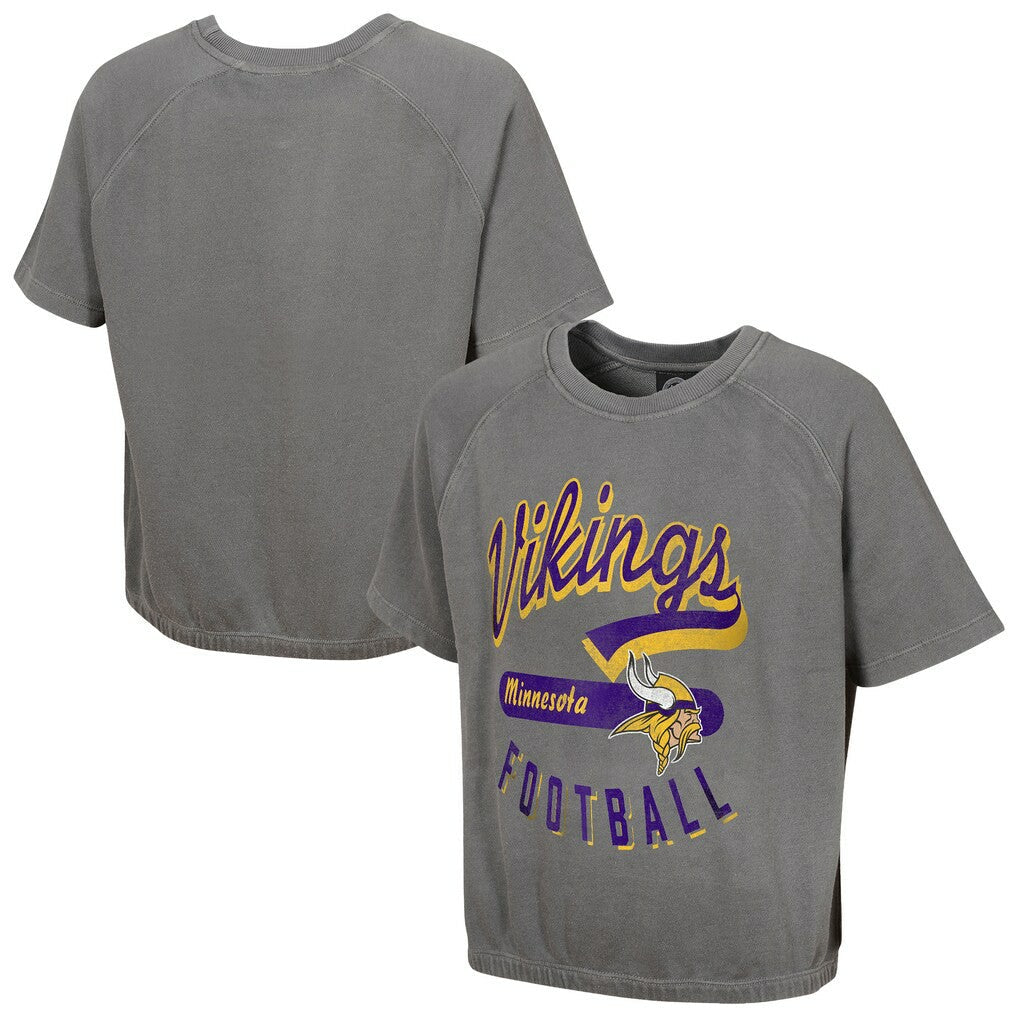 Minnesota Vikings Women's Mineral Wash Short Sleeve Top - Gray outlet