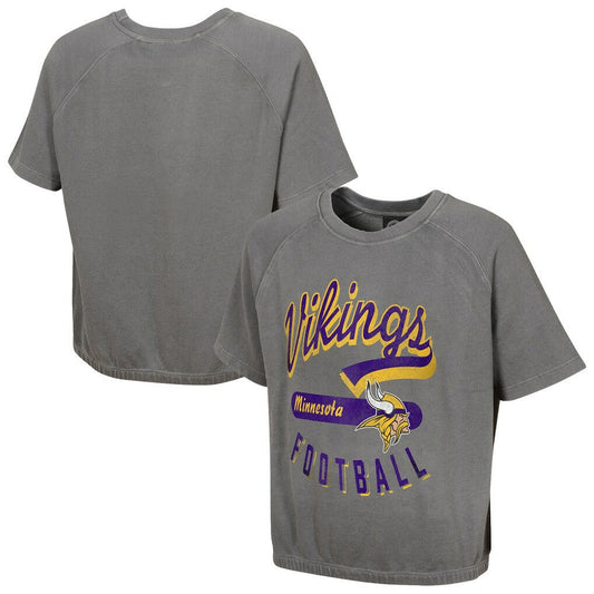 Minnesota Vikings Women's Mineral Wash Short Sleeve Top - Gray outlet
