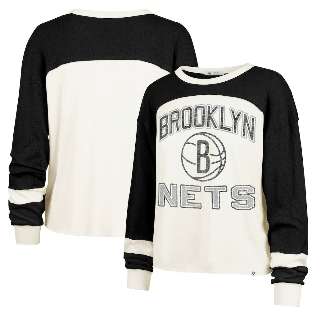 Brooklyn Nets '47 Women's Curve Raglan Long Sleeve T-Shirt - Cream | 47 brand for sale
