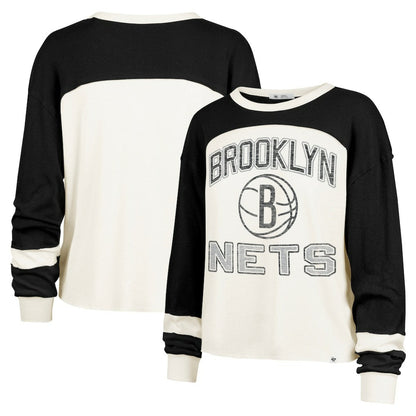 Brooklyn Nets '47 Women's Curve Raglan Long Sleeve T-Shirt - Cream | 47 brand for sale