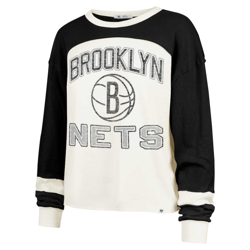 Brooklyn Nets '47 Women's Curve Raglan Long Sleeve T-Shirt - Cream | 47 brand for sale